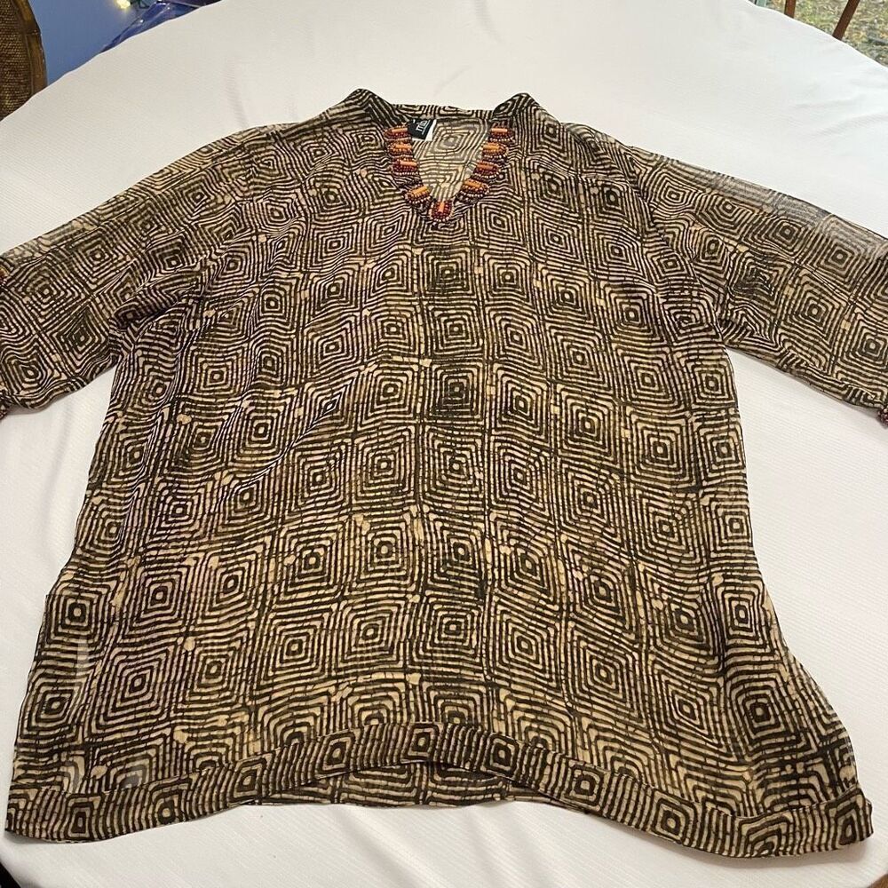 MIB Making It Big Brown Embellished Swimsuit Cover Up Plus Size 3X